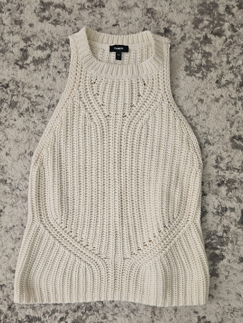 Express Cream Ribbed Knit Halter Sweater Tank